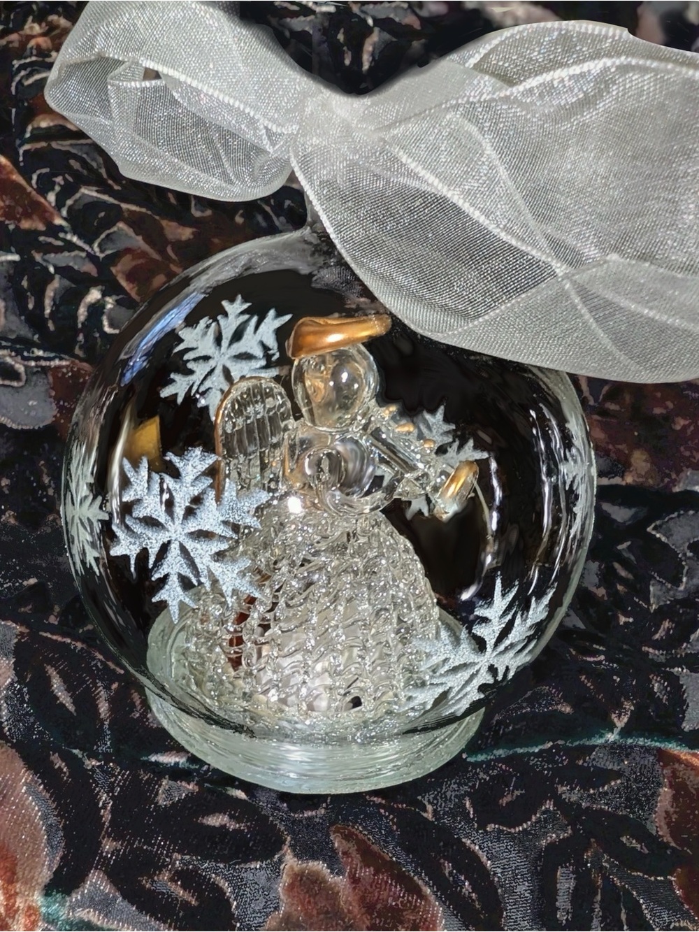 Sorelle Crystal Sculpture Angel Glass Globe Ornament Lights Holding Trumpet ✞